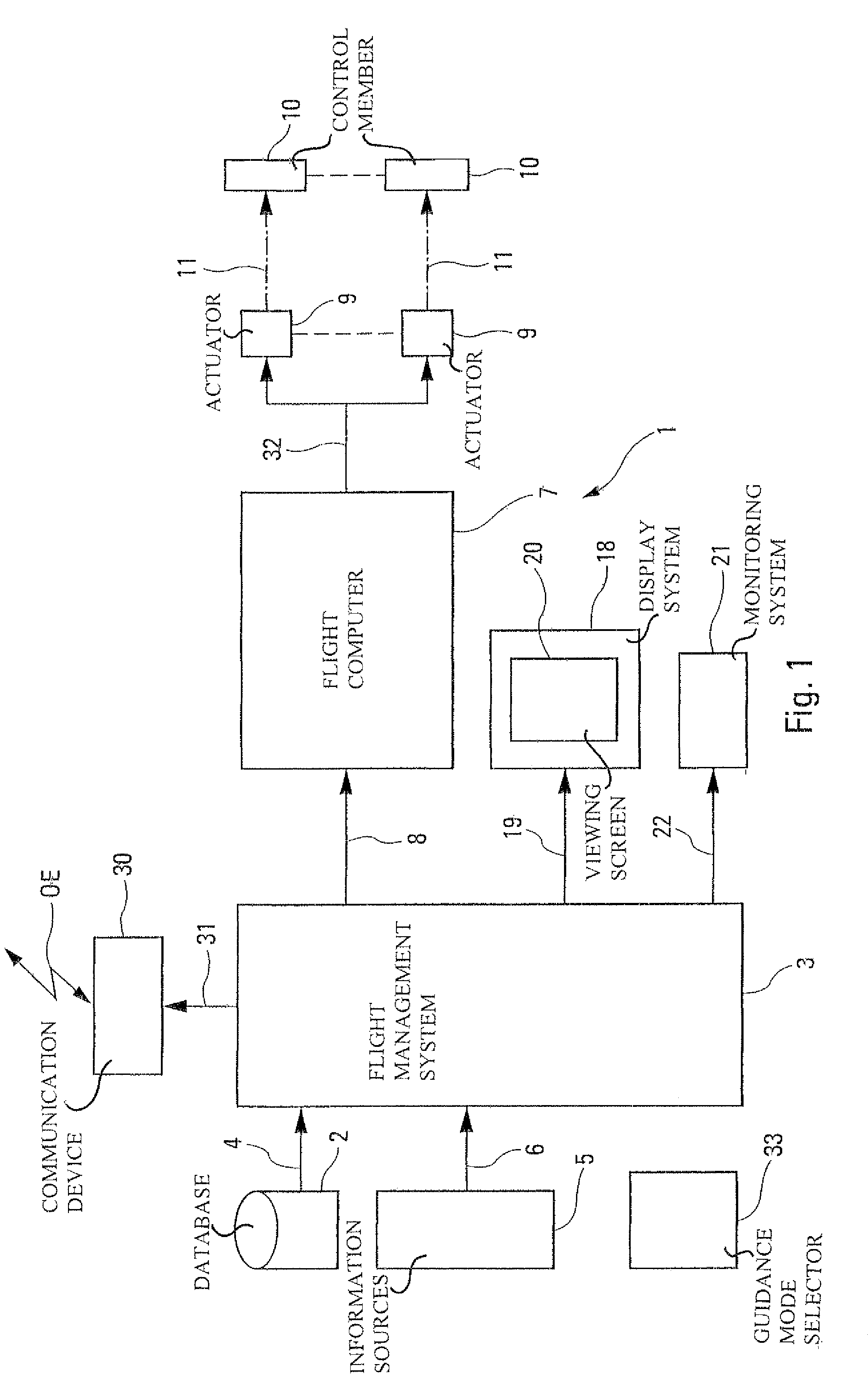 Device for guiding an aircraft along a flight trajectory