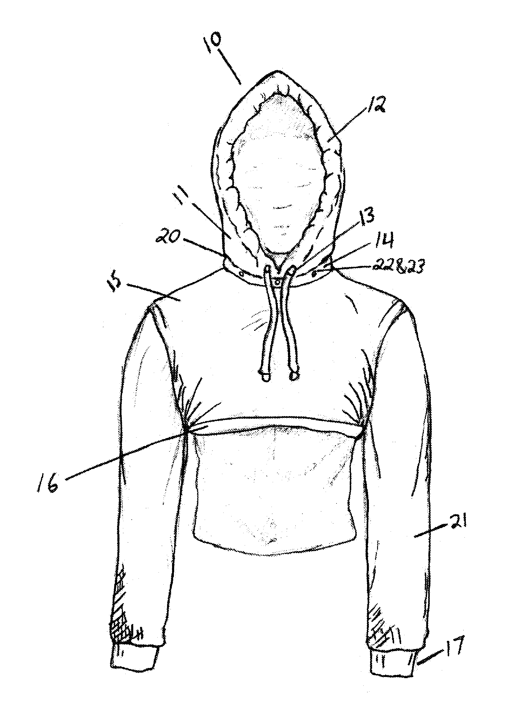 Long Sleeved Upper Torso Detachable Hooded Garment