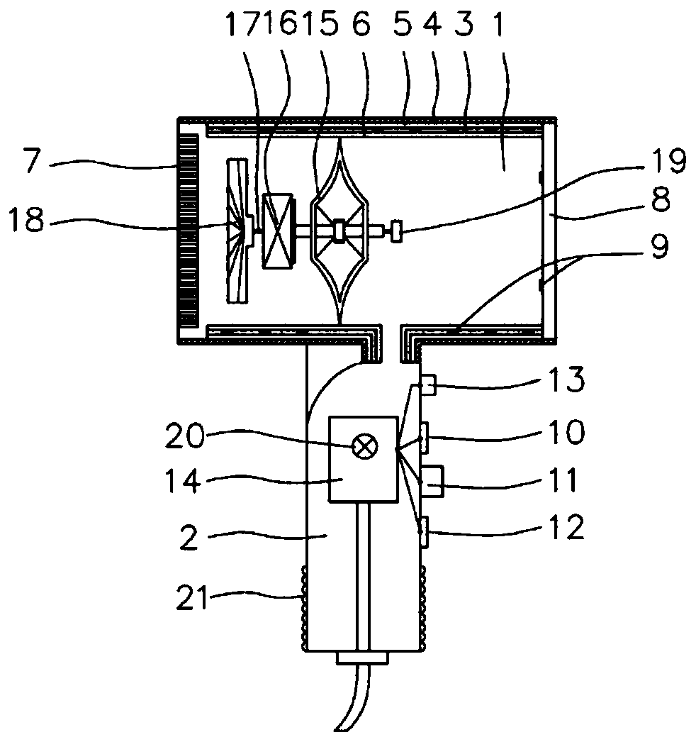 A hand-held hot air output device