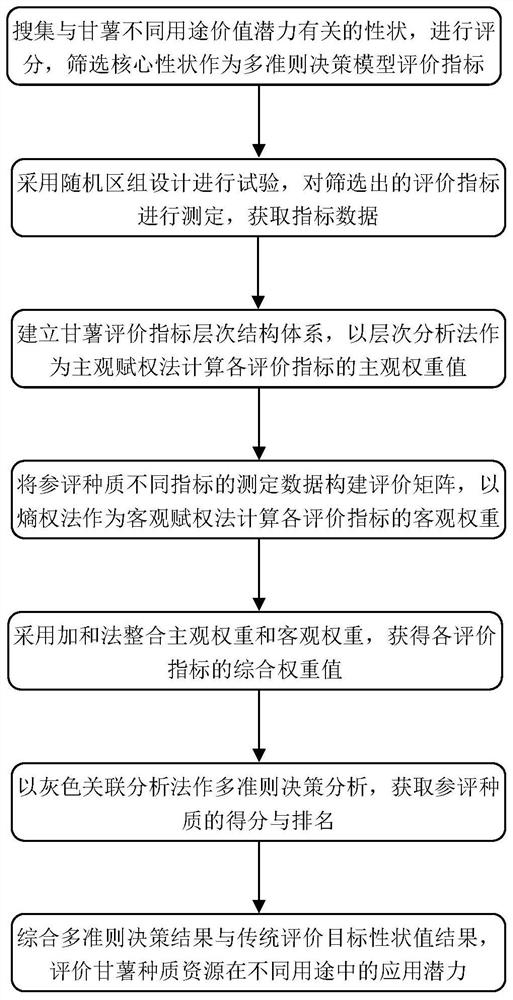 Sweet potato germplasm resource evaluation method based on multi-criterion decision