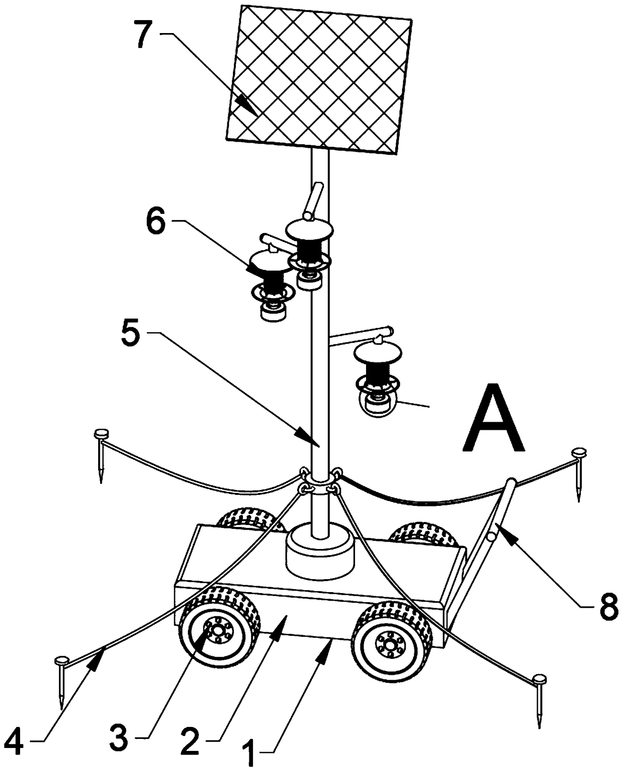 Movable multi-angle insect-killing lamp for forest pest control