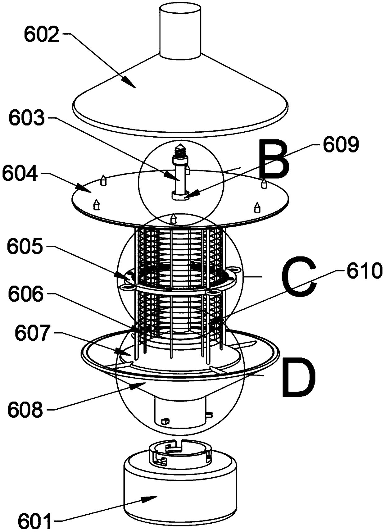 Movable multi-angle insect-killing lamp for forest pest control