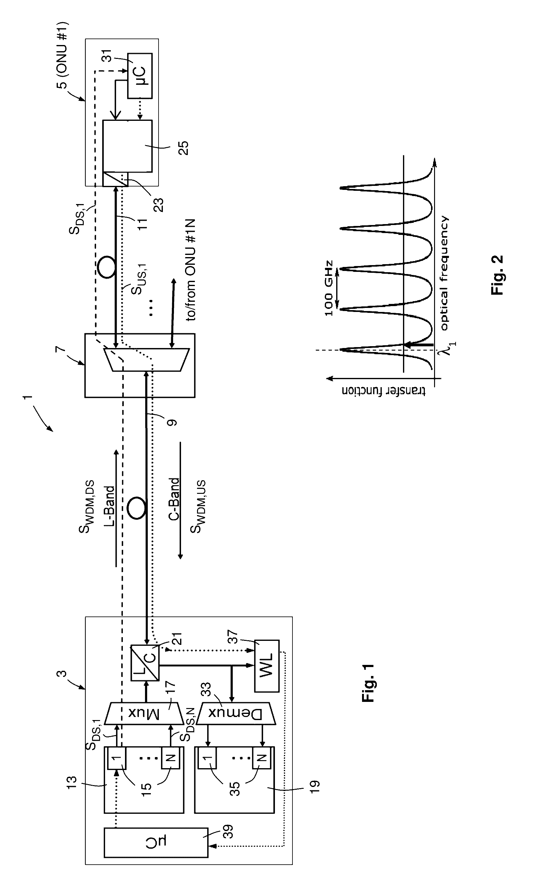 Method and Device for Creating a Control Channel in an Optical Transmission Signal and Method and Device for Extracting the Information Included Therein