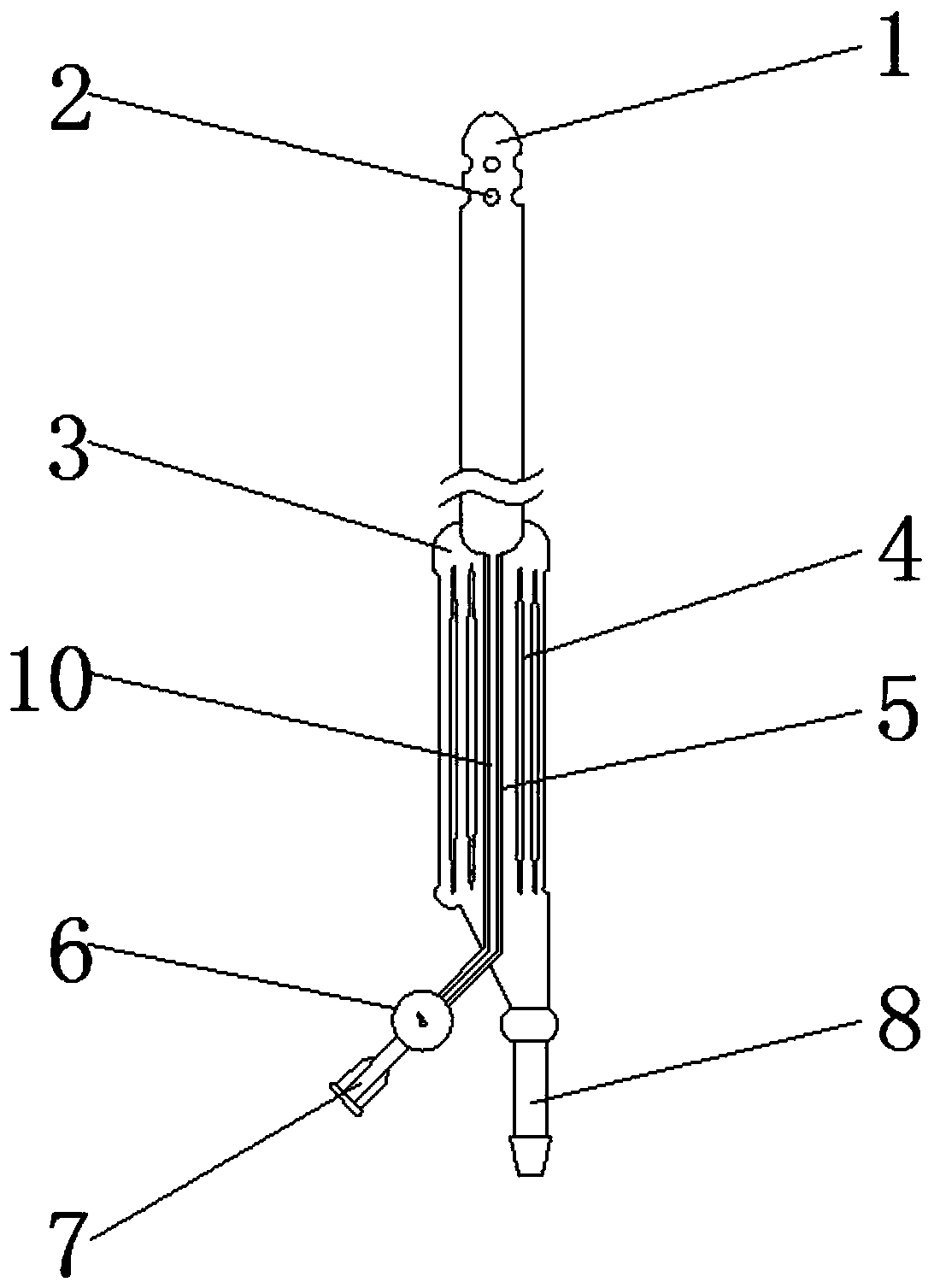 Integrated flushing drainage tube special for sternal infection wound