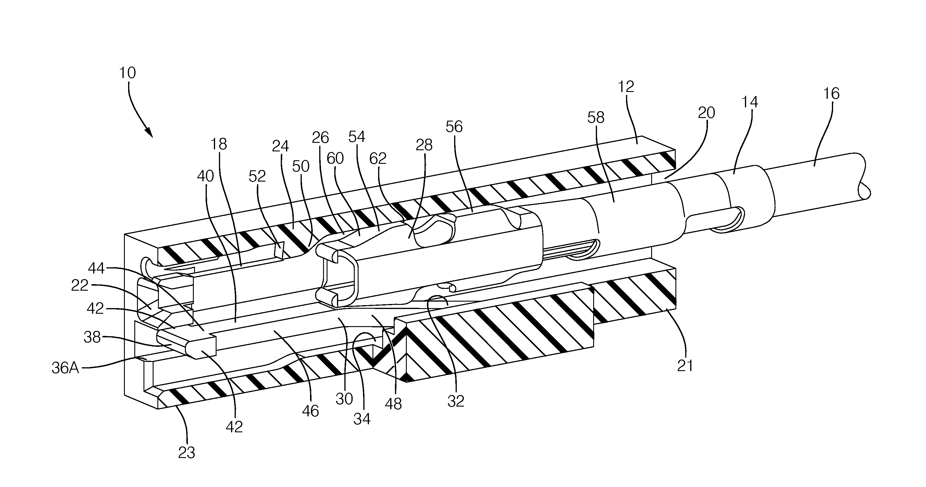 Electrical connector with a sliding flexible cantilever beam terminal retainer