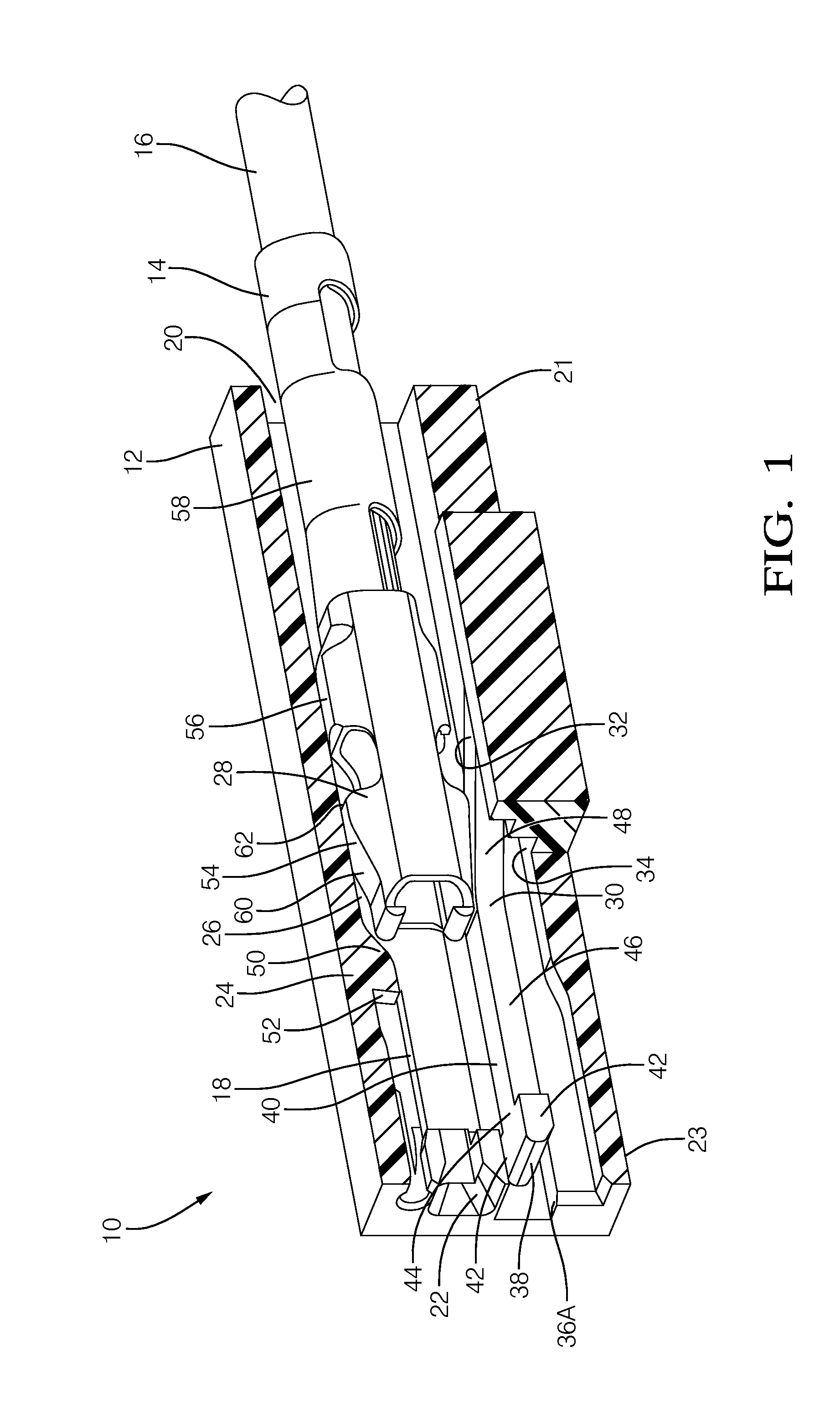 Electrical connector with a sliding flexible cantilever beam terminal retainer