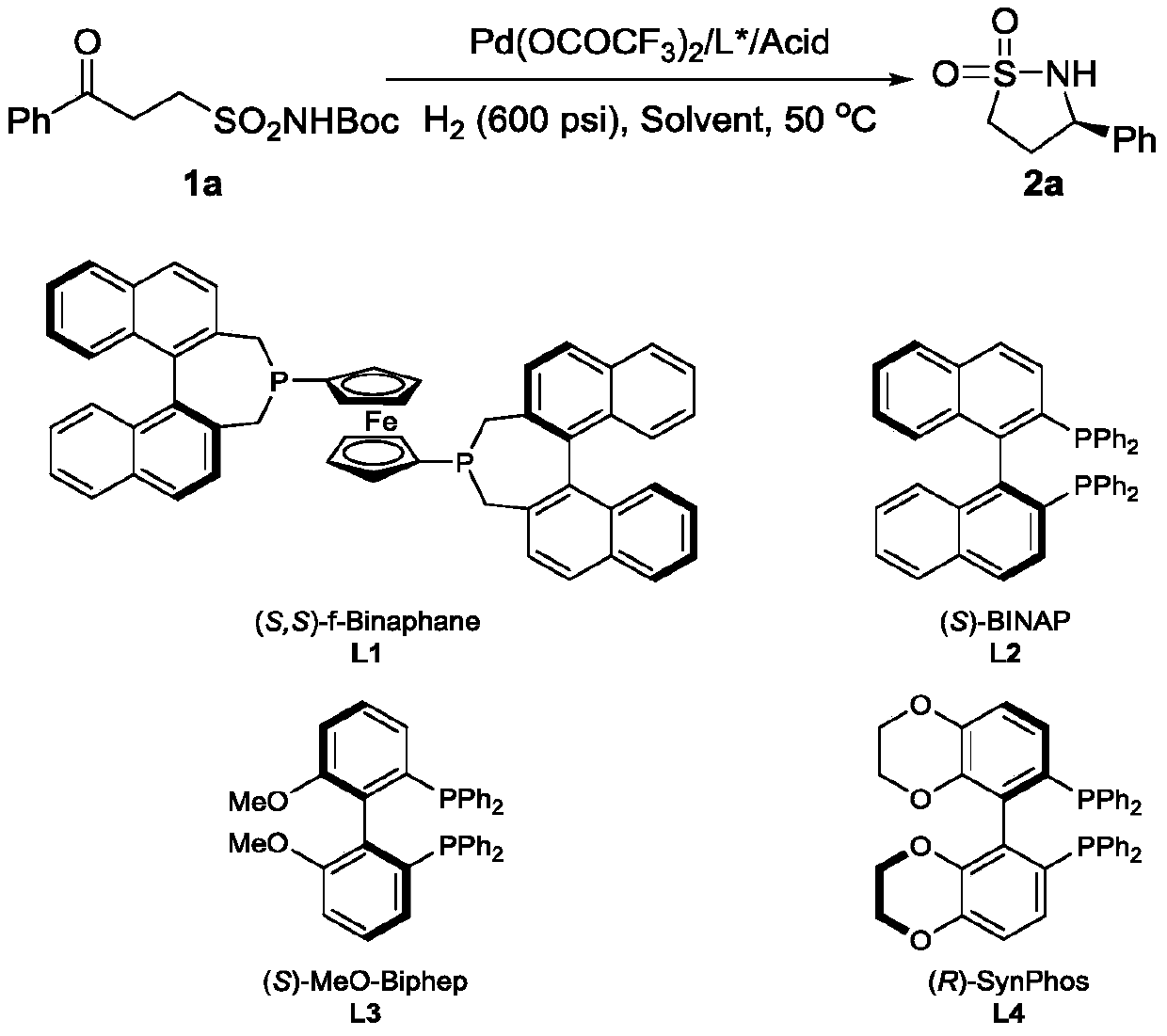 A method of a catalytic asymmetric molecule internal amine synthetic sulfa
