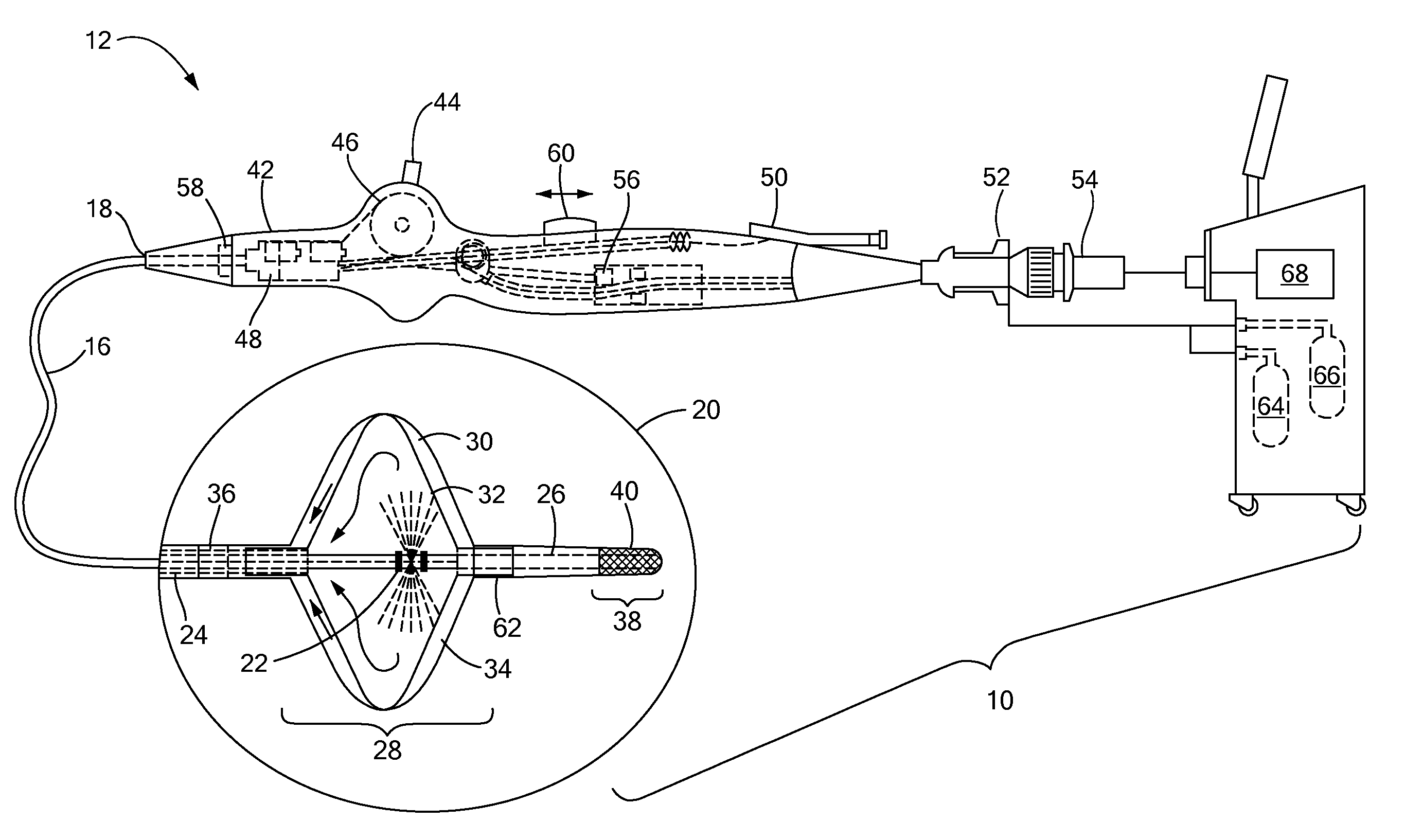 Cryogenic balloon device with radiofrequency tip