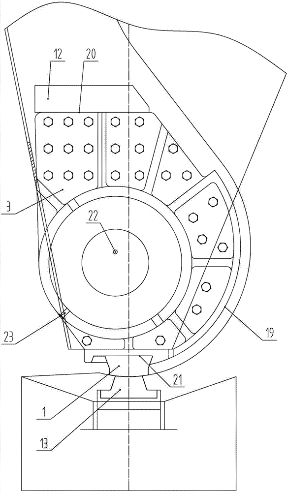 A fixed bottom pivot of a miter gate