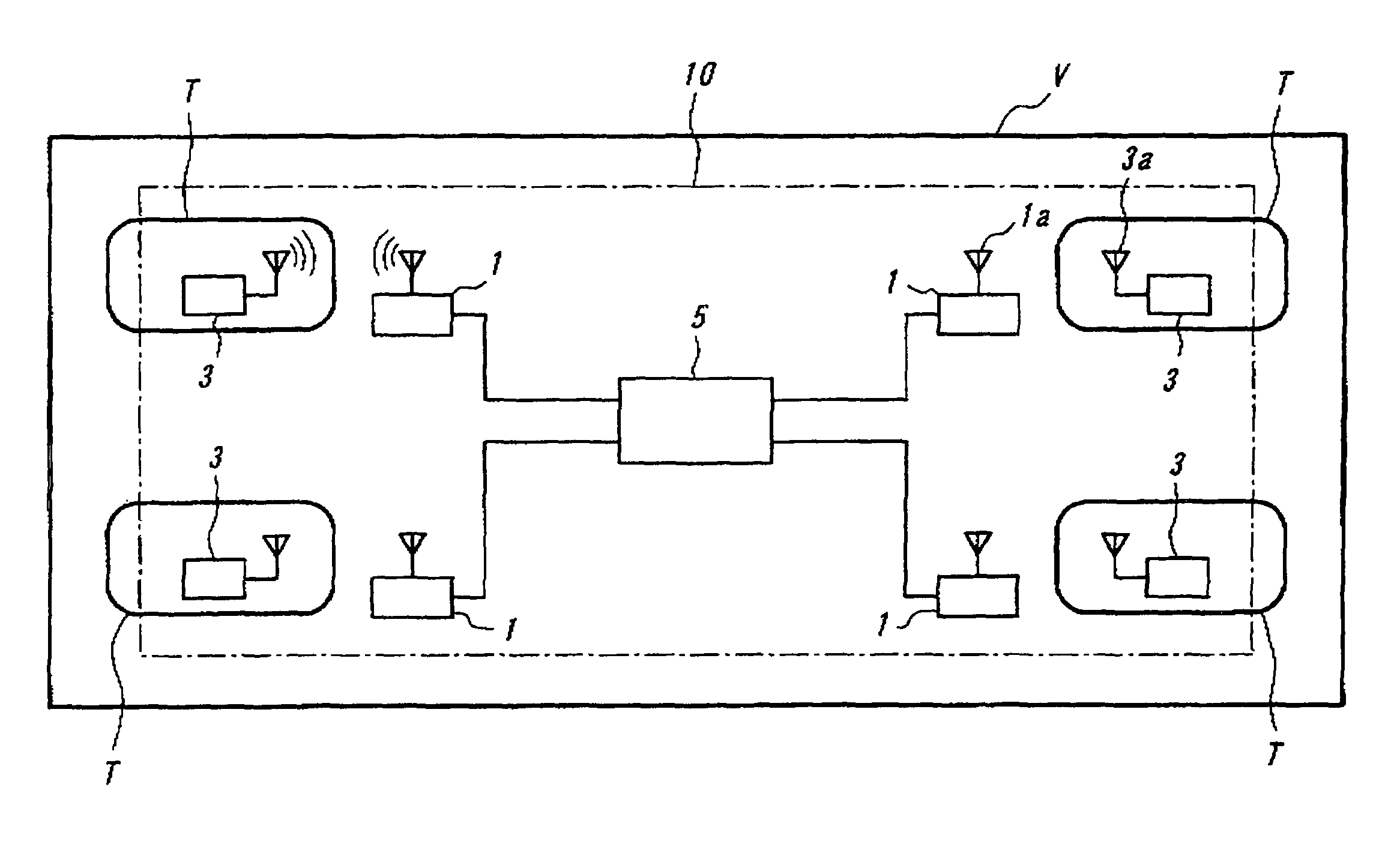 Tire management system with data demanding signal and tire status value transmitting at different cycles