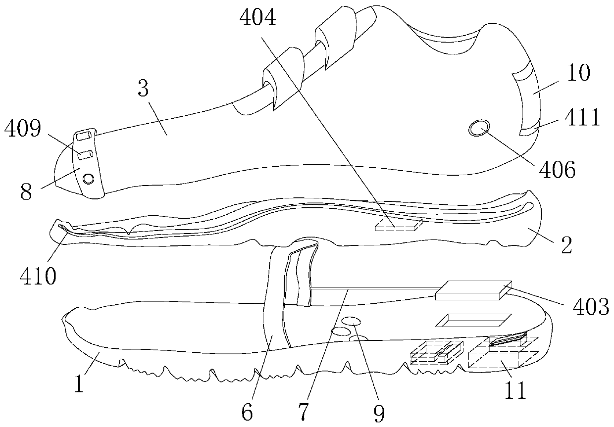Shoe capable of carrying out remote real-time positioning and detecting heart rate and pulses of body
