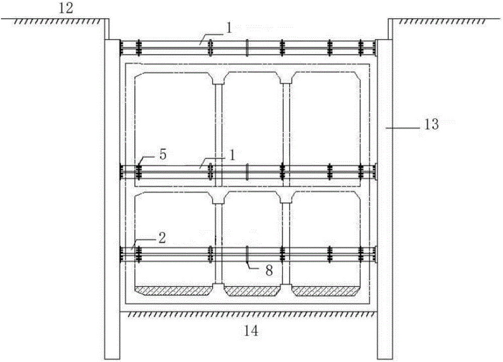 Assembled type four-combined-round-steel-pipe concrete inner support structure and manufacturing method