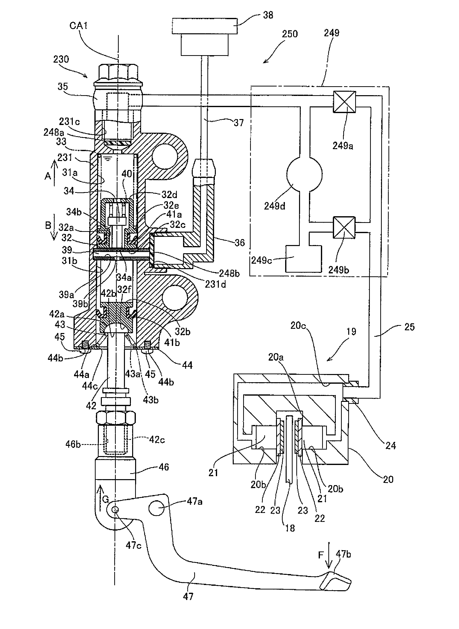 Hydraulic master cylinder and vehicle provided with the same