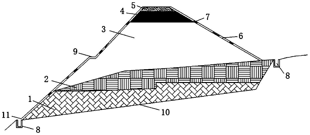 Carbonaceous rock roadbed structure and construction method thereof