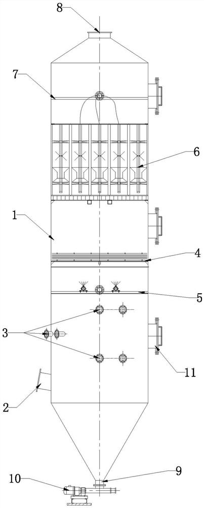 Novel composite wet-type dedusting and demisting tower