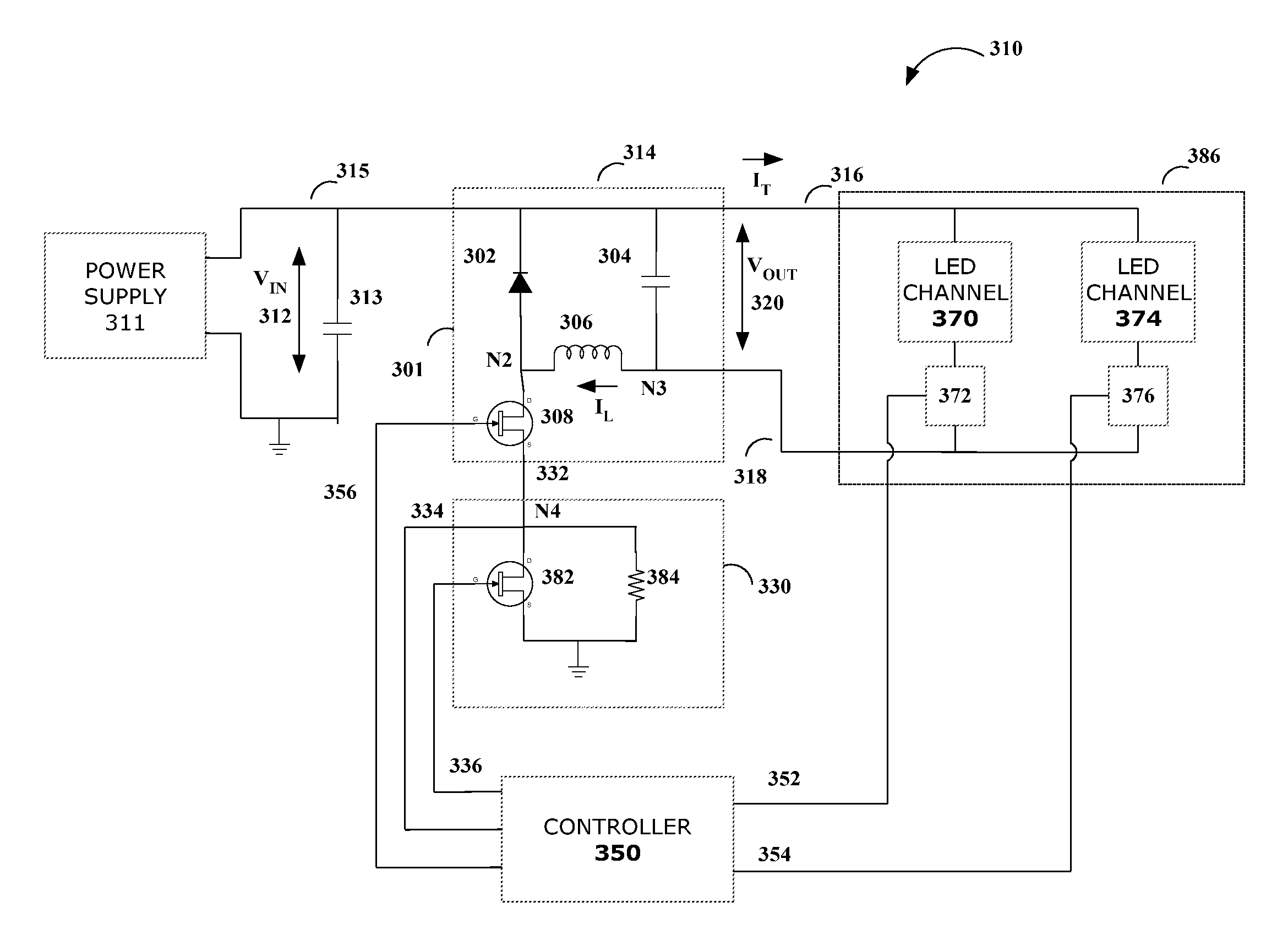 Circuits for sensing current levels within a lighting apparatus incorporating a voltage converter