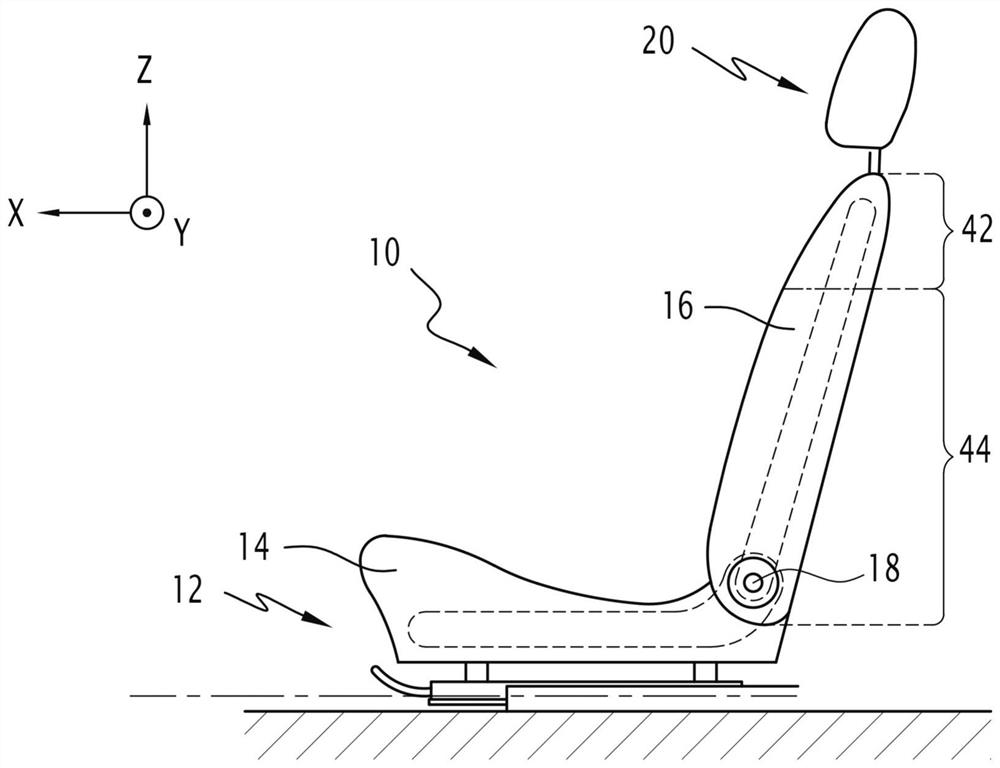 Vehicle seat comprising a support element