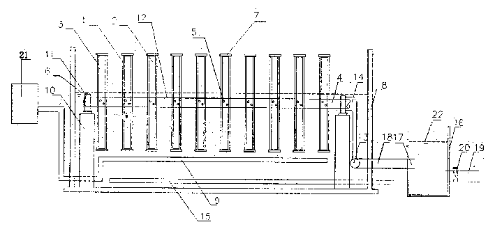 Biological rotary disk device having filtration cavity