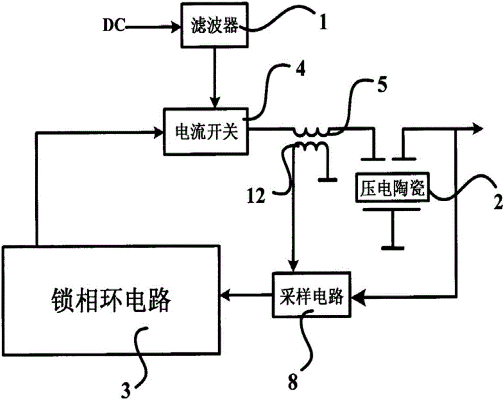 Piezoelectric Ceramic Transformer Resonant Frequency Tracking Circuit