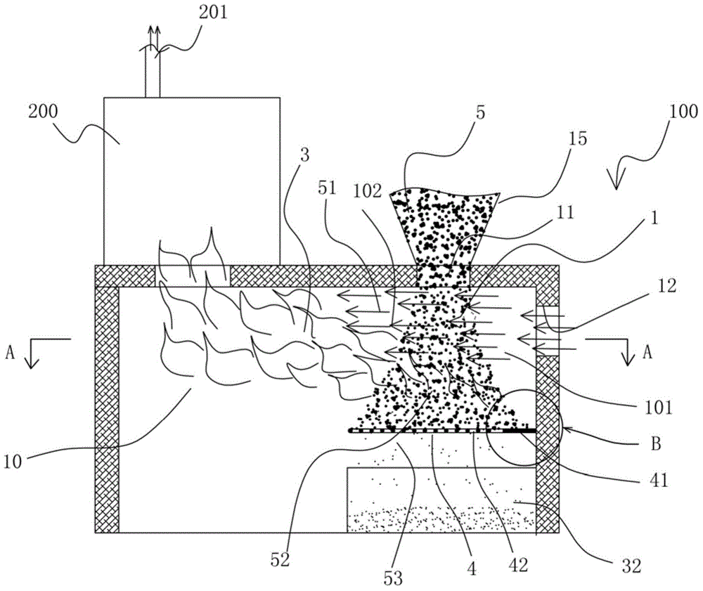 Combustion device for solid fuel