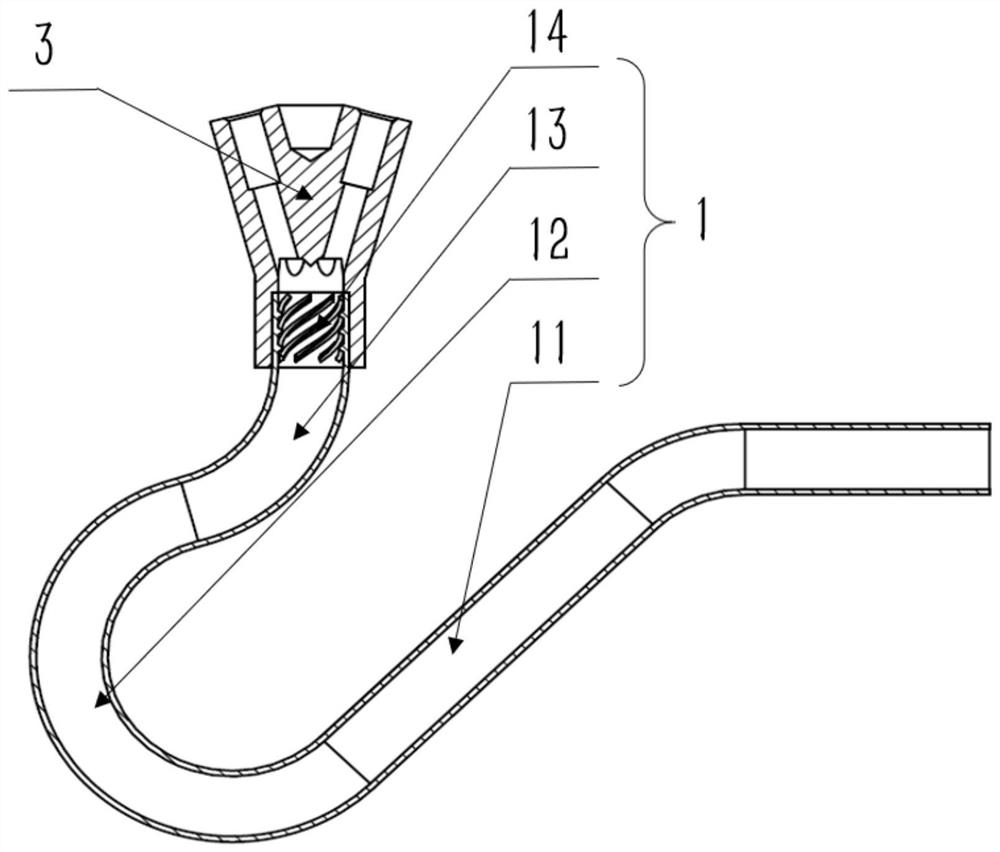 Branching body liquid inlet device and method and application thereof