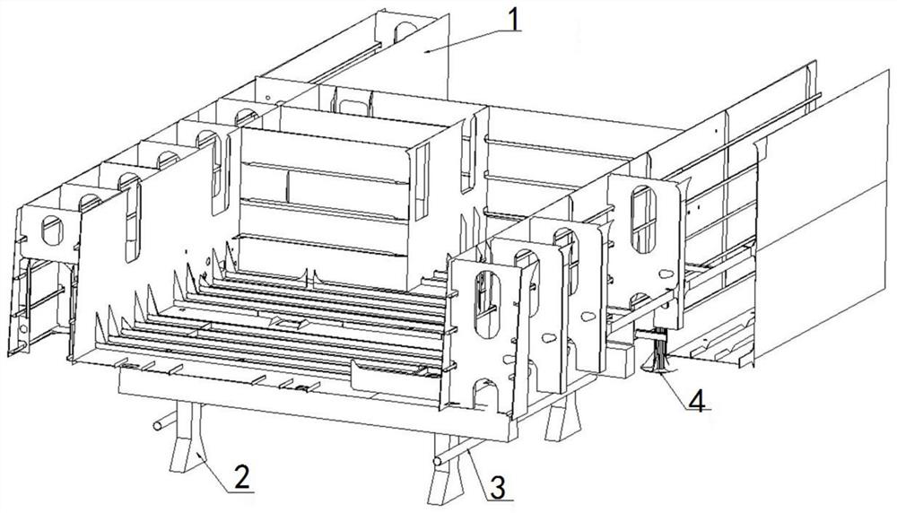 Shelving and transporting method for special sections of dual-fuel large container ship