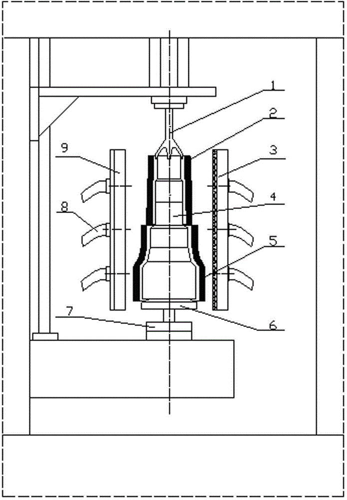 Novel quenching technology applied to vehicular hollow variable cross-section spindle nose and use equipment of novel quenching technology