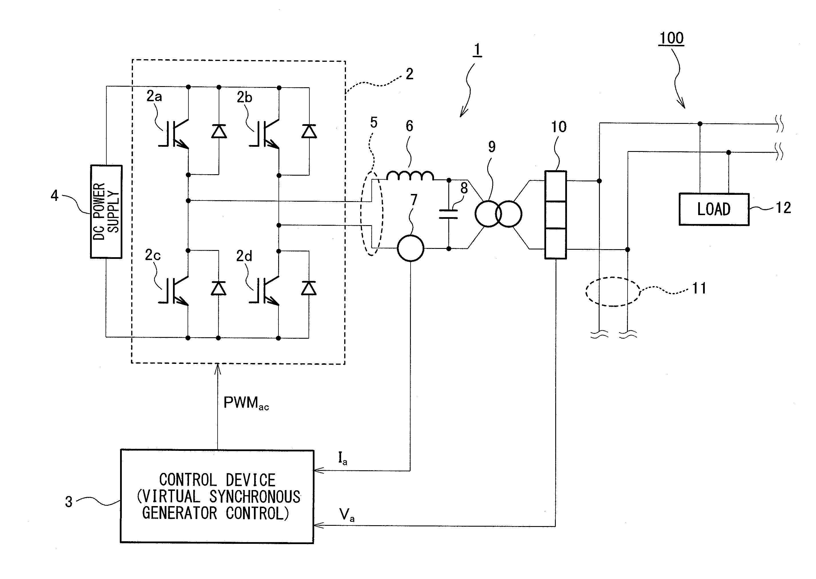 Power conversion device connected to single-phase system
