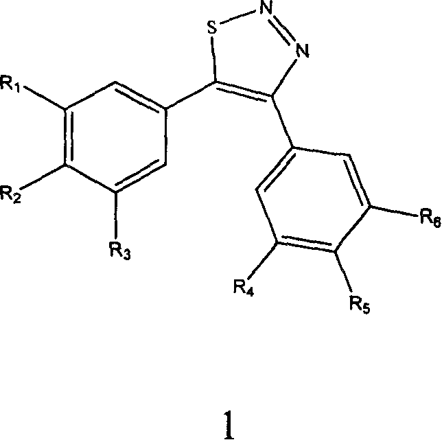 4,5-di-substituted-phenyl-1,2,3-thiadia-zole derivative, and its preparation method and uses