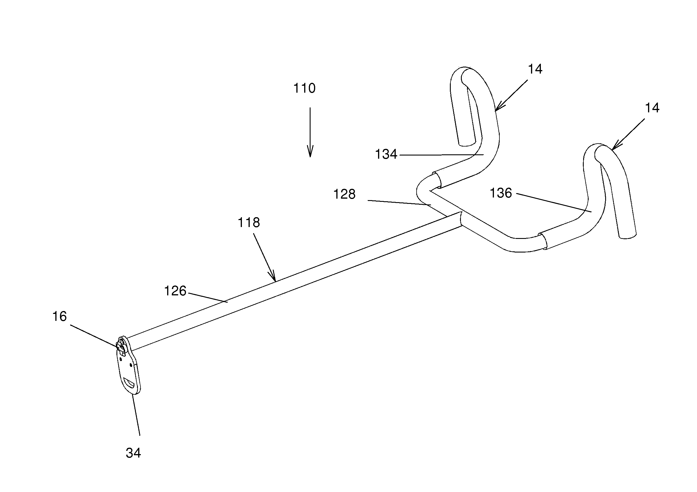 Exercise device for the upper body attachable to a bicycle.