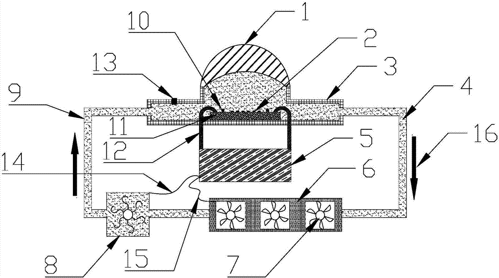 High power LED lamp capable of conducting liquid-cooled heat transferring and air-cooled heat dissipating