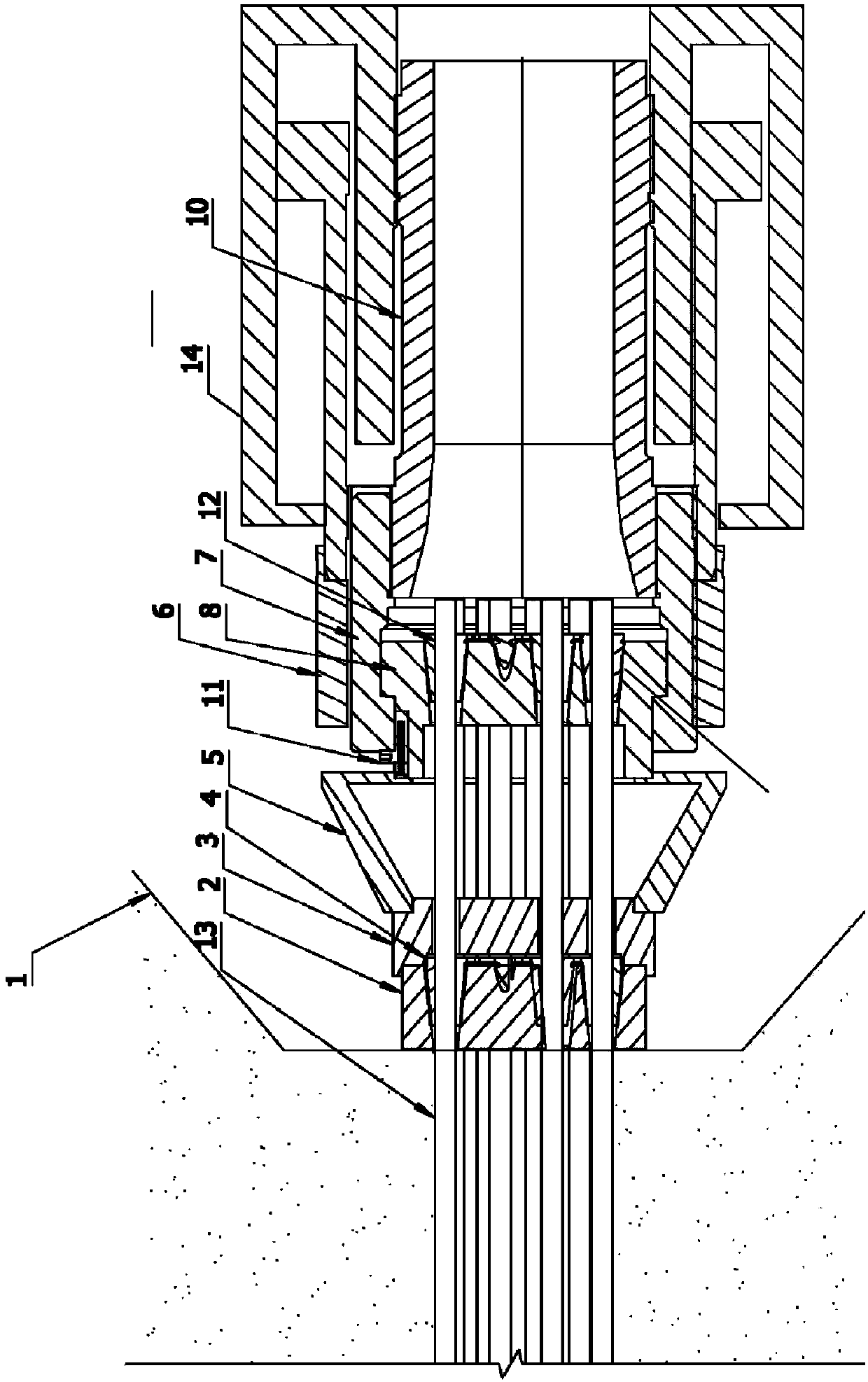 Bridge built-in hollow core force sensor ferrule type tensioning system and method