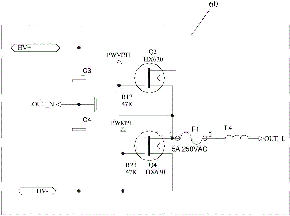 Intelligent sine-wave voltage conversion circuit based on PFC (power factor correction) forward half-bridge