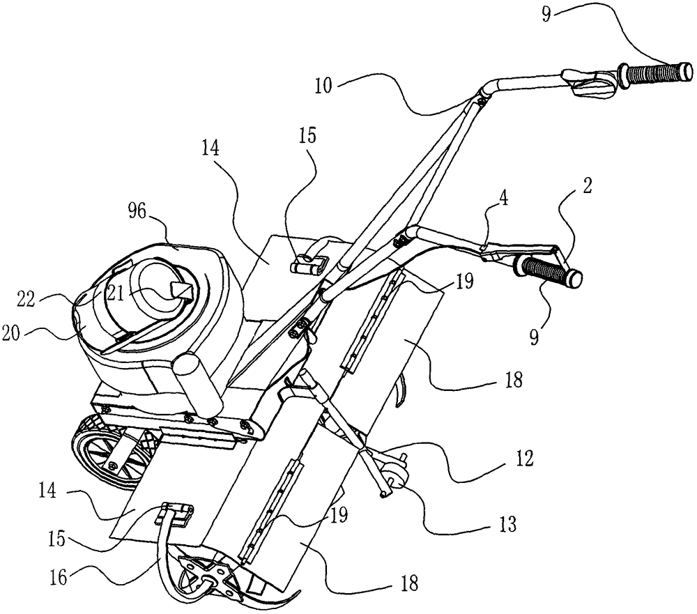 Improved rotary cultivator adopting engine provided with gas fuel tank and extruded tank method