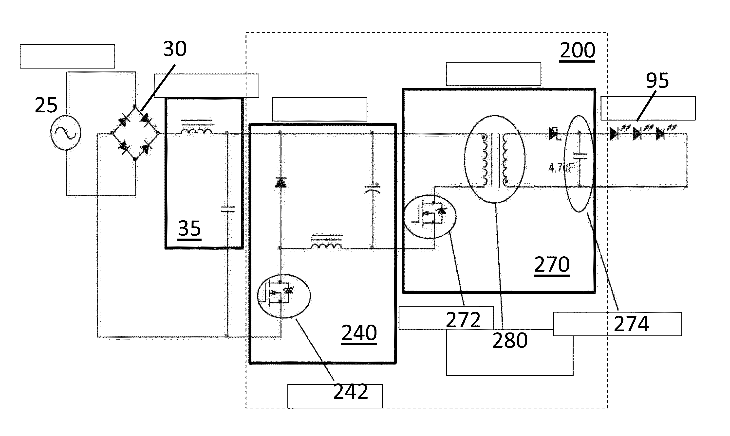 Single stage AC-DC power converter with flyback PFC and improved THD