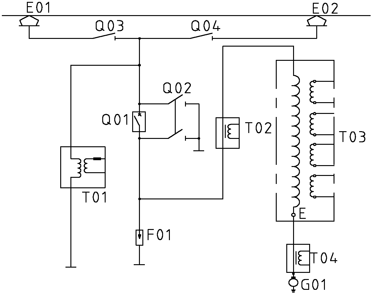 Network-side circuit of electric locomotive unit