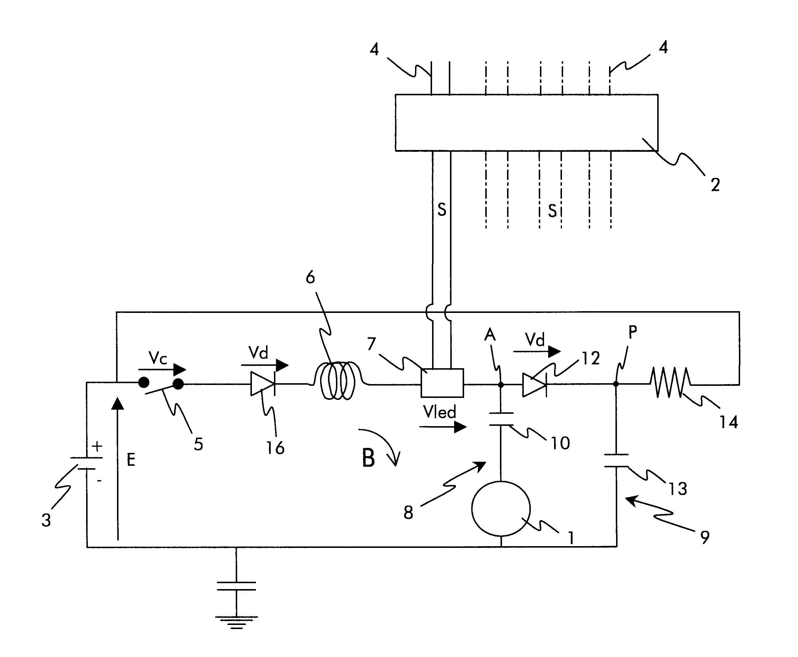 Electrical circuit for transmitting state information, in particular concerning rail rolling stock, and an electrical system incorporating such a circuit
