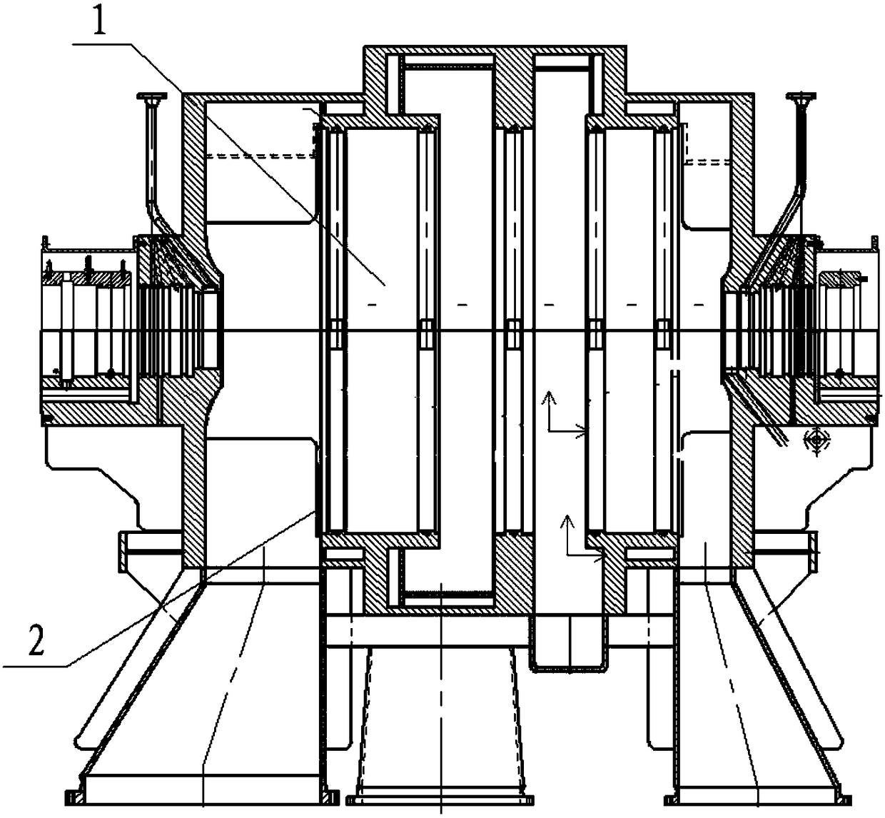 Splitting machining method for shells of horizontal splitting type centrifugal compressor case