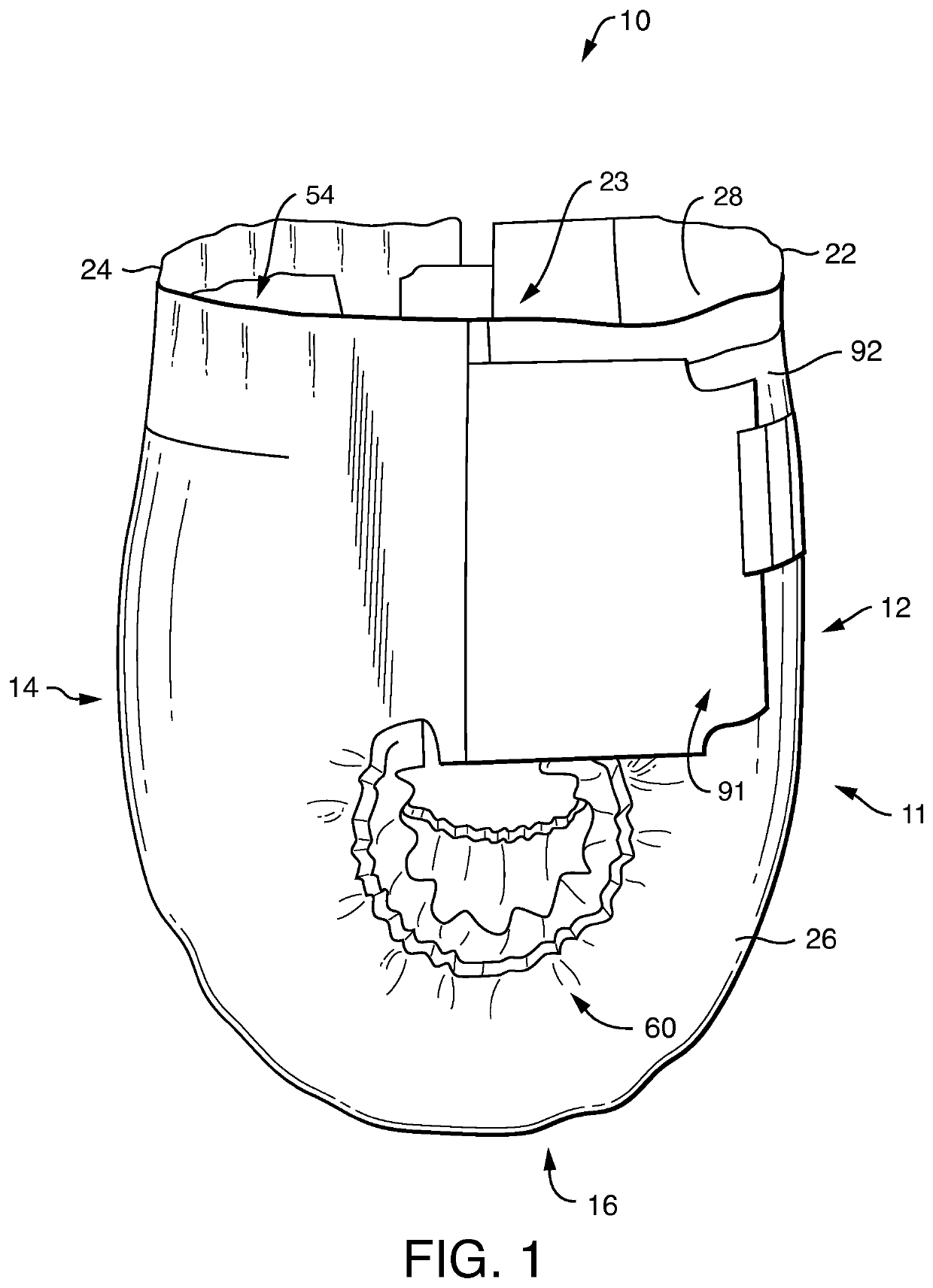 Absorbent article with compressible waist containment member and method of manufacturing thereof