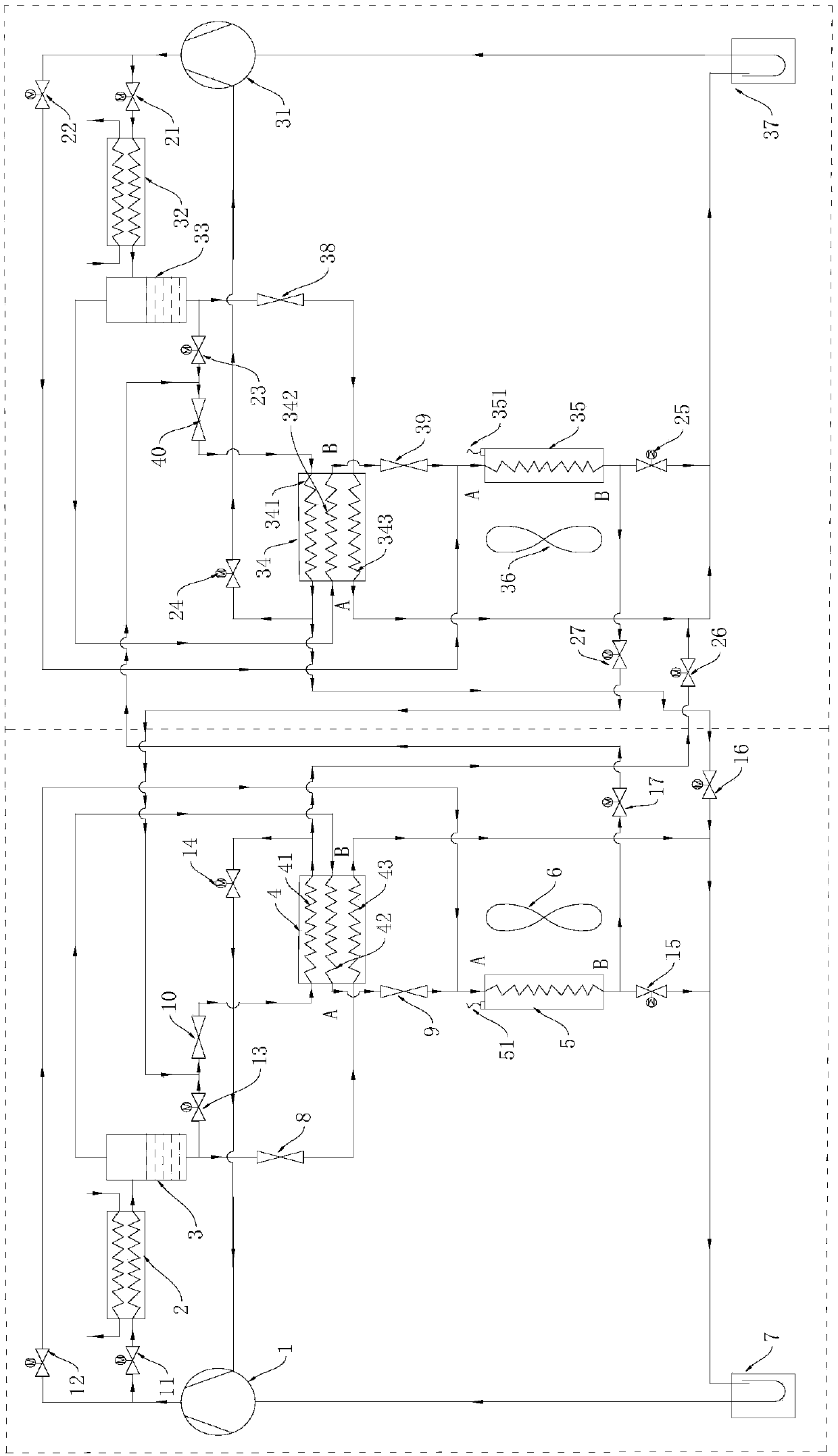 Air source heat pump system and control method thereof