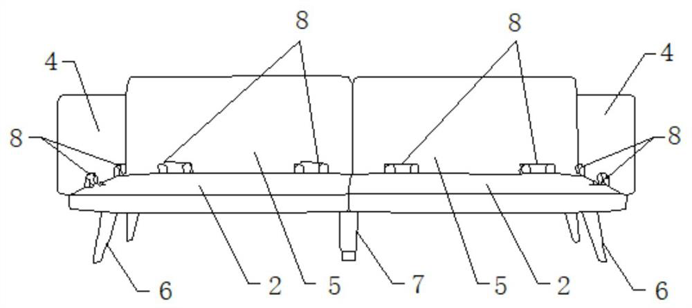 Combined sofa convenient to transport and capable of being freely disassembled and assembled