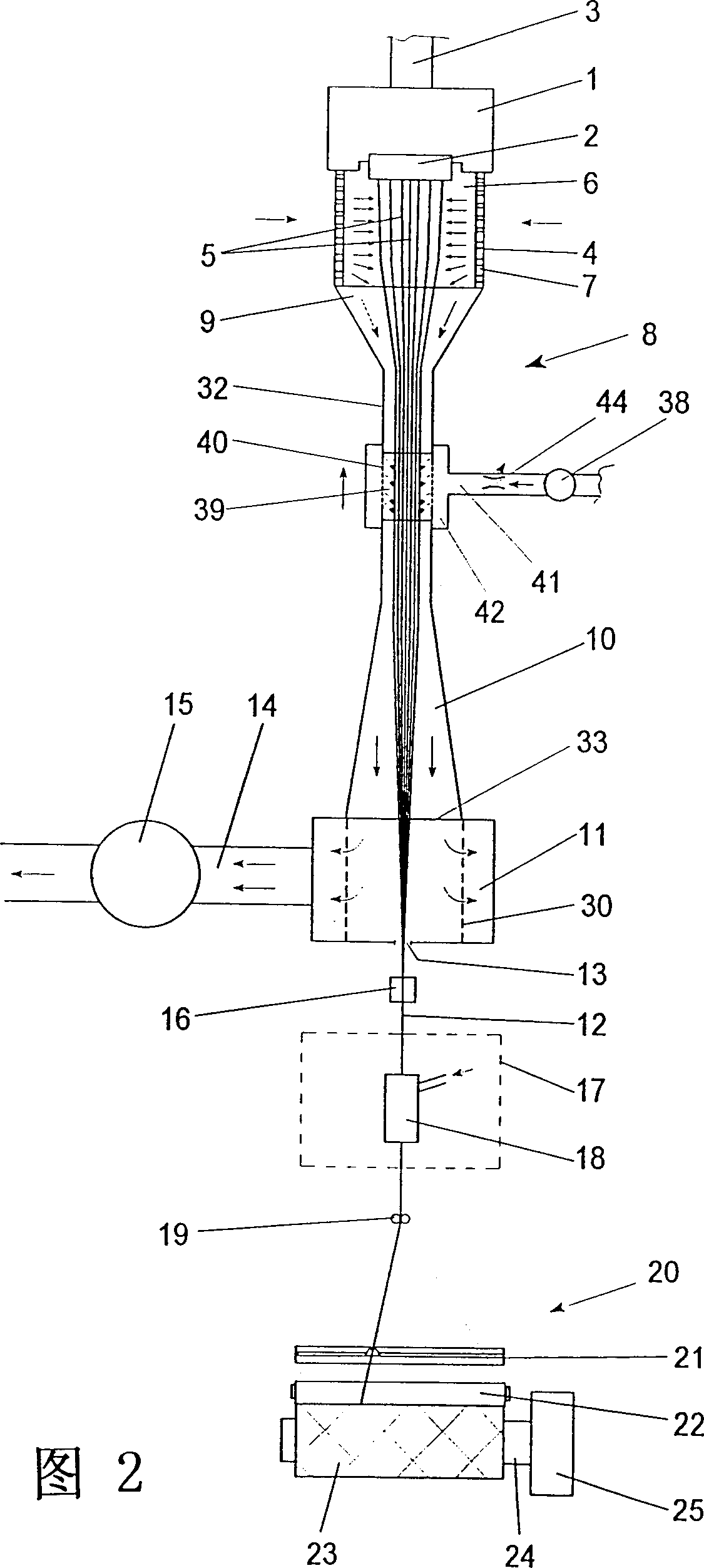 Spinning device and method for spinning synthetic thread