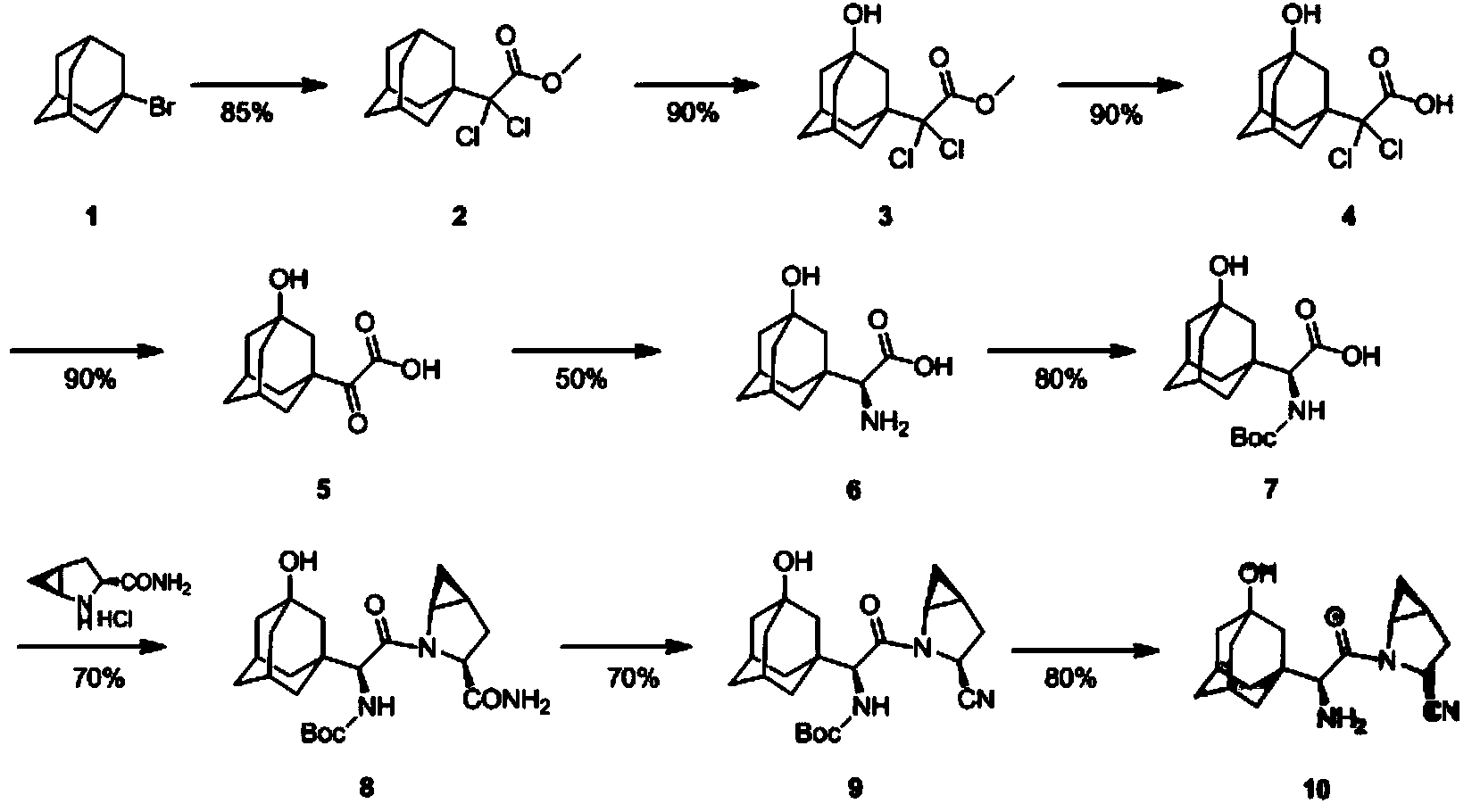 Method for preparing N-tert-butyloxycarbonyl-3-hydroxy-1-adamantyl-d-glycine