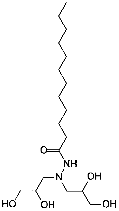 Polyhydroxy lauryl hydrazine initiator, and application method thereof