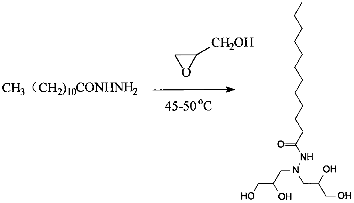Polyhydroxy lauryl hydrazine initiator, and application method thereof