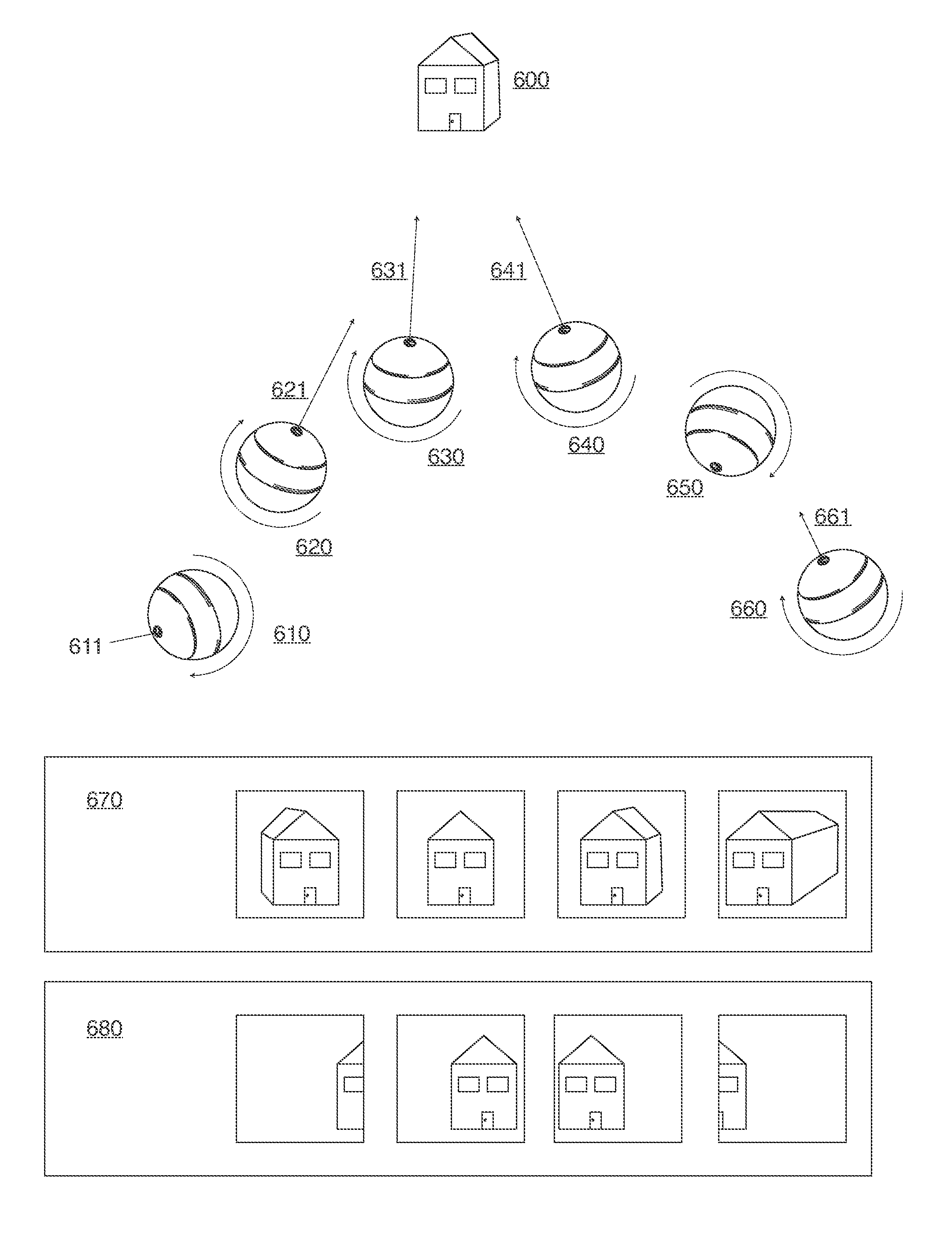 Throwable camera and network for operating the same