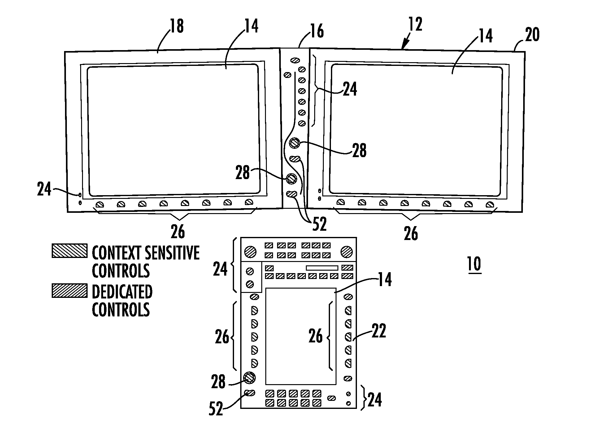 Aircraft avionic system having a pilot user interface with context dependent input devices