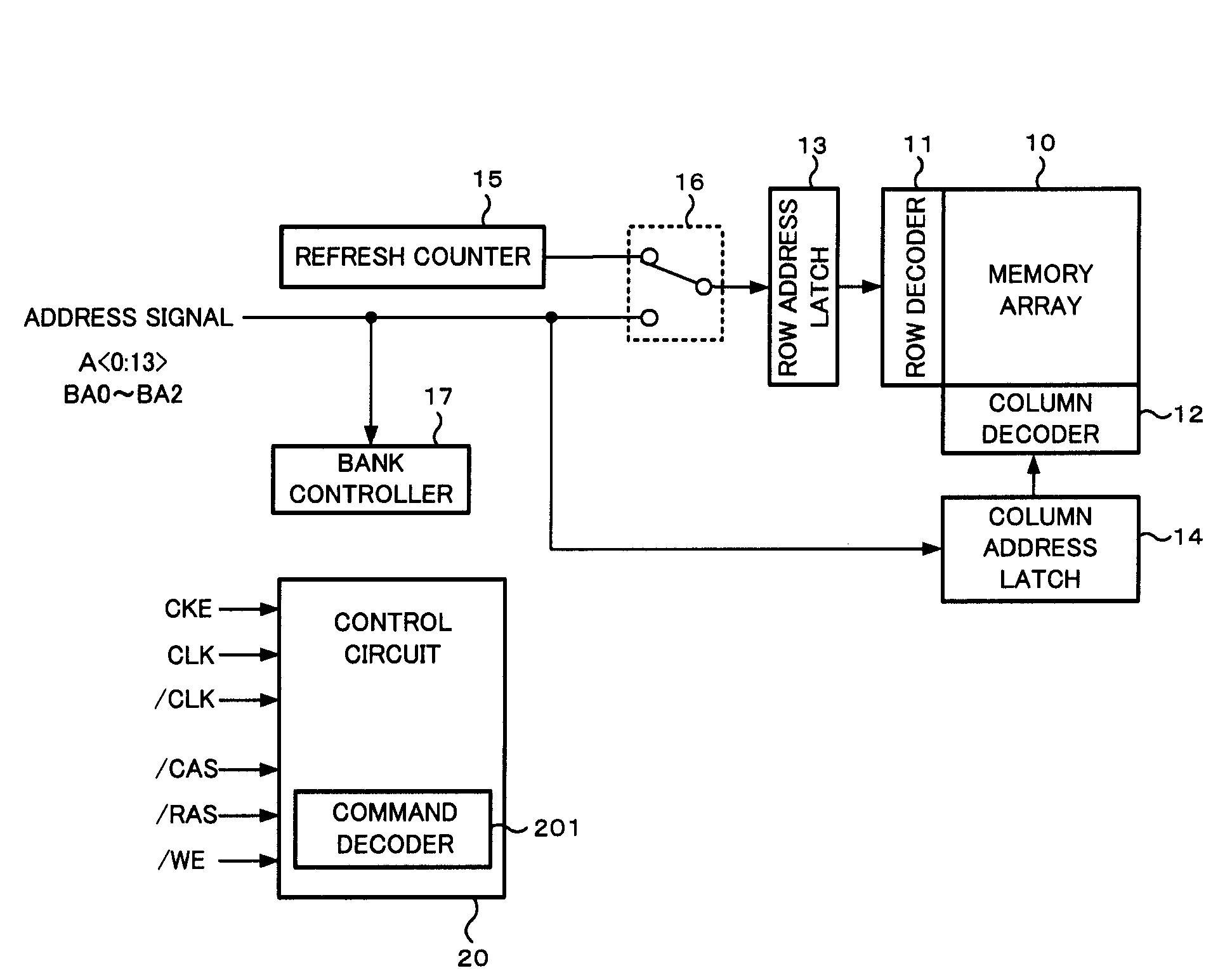 Semiconductor memory device which controls refresh of a memory array in normal operation