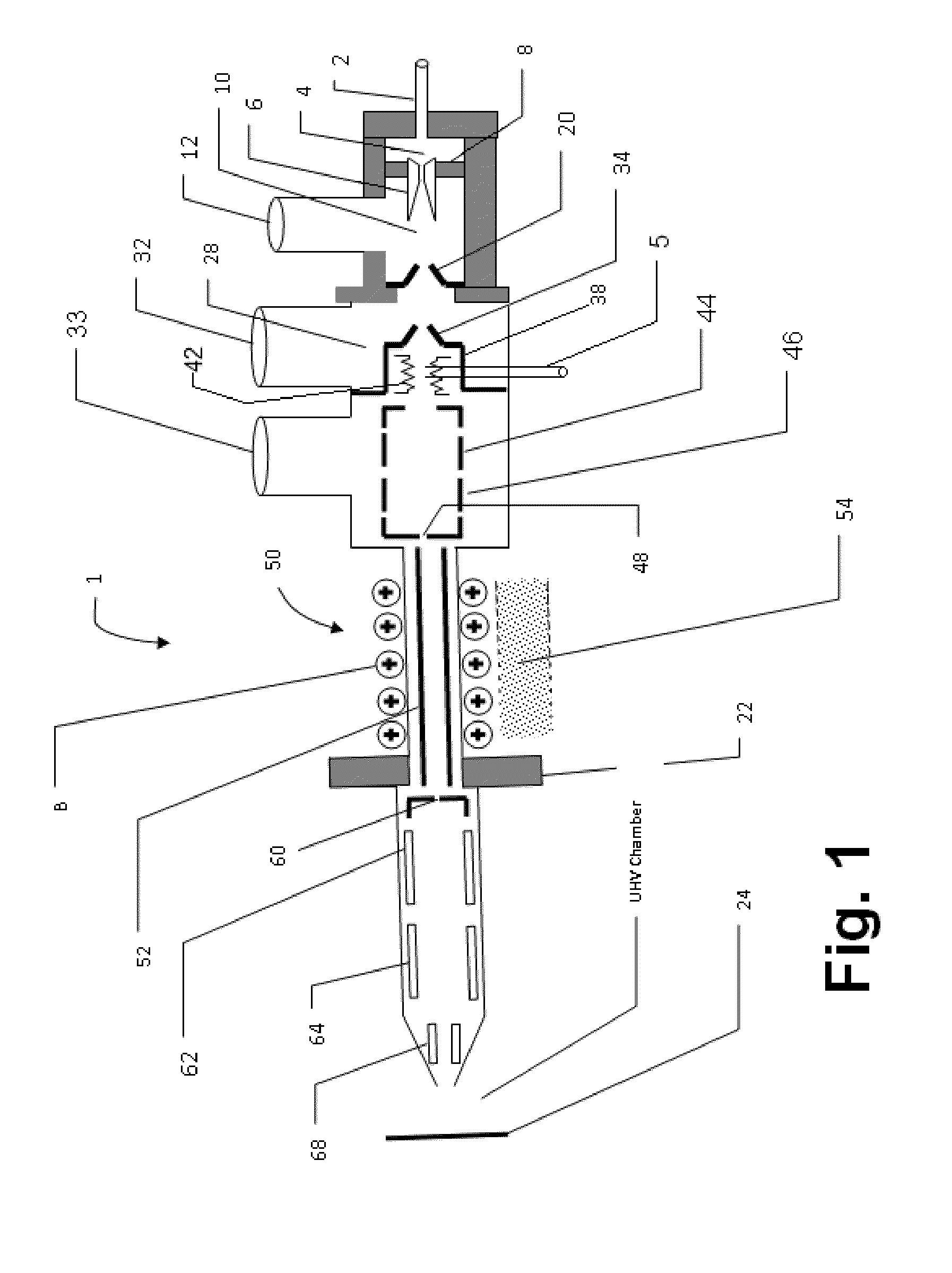 Switchable ion gun with improved gas inlet arrangement