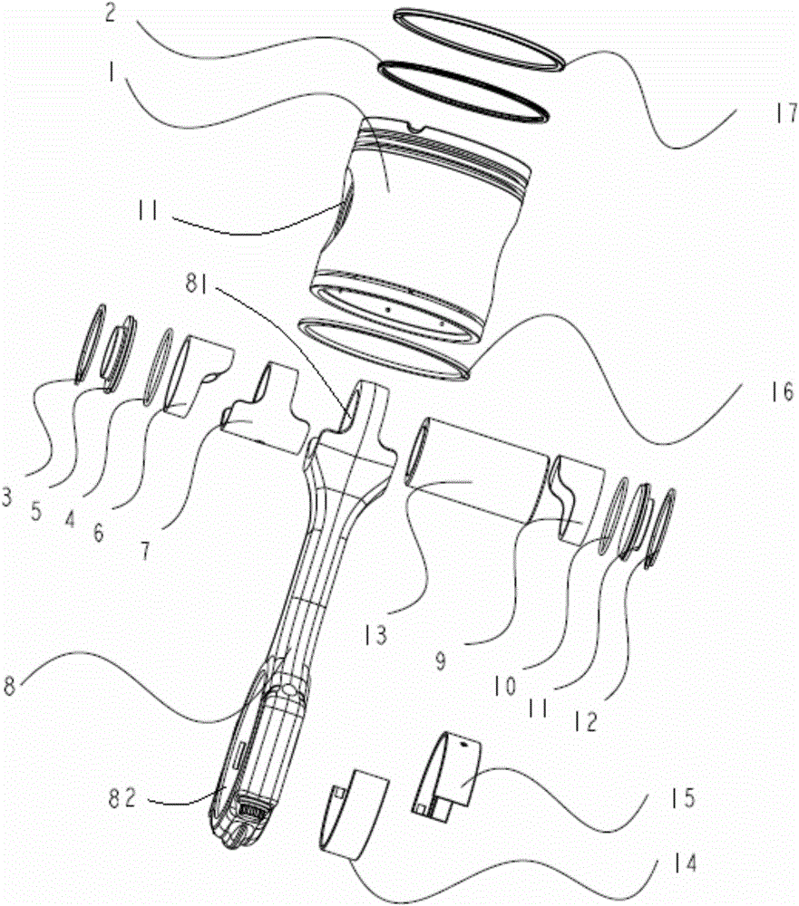 Connecting rod structure for piston